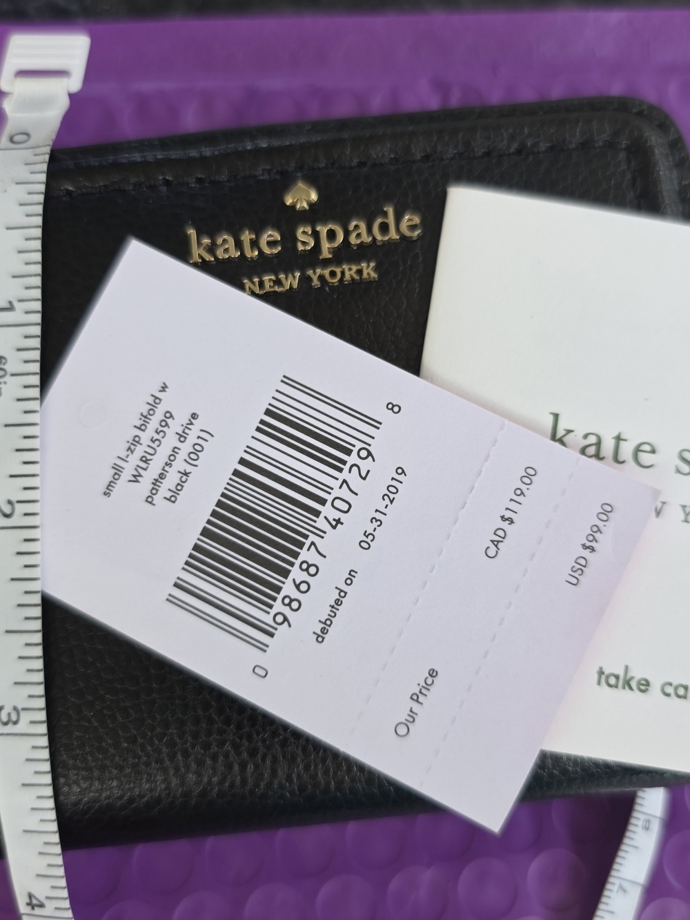 Kate Spade New York Black Leather Zip Wallet - Picture 6 of 6